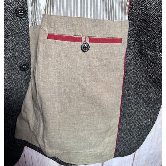 Banana Republic Men's Gray Herringbone Tweed Wool Sports Coat Blazer Size 42L - Picture 5 of 13